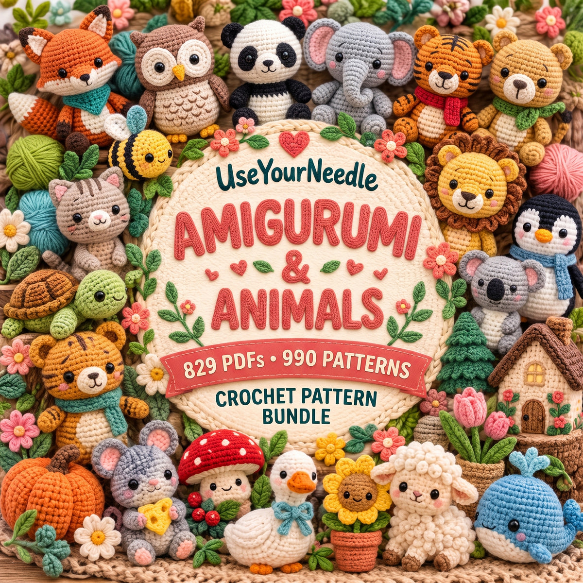 Amigurumi & Animals Crochet Pattern Bundle — 829 PDFs | 990 Patterns