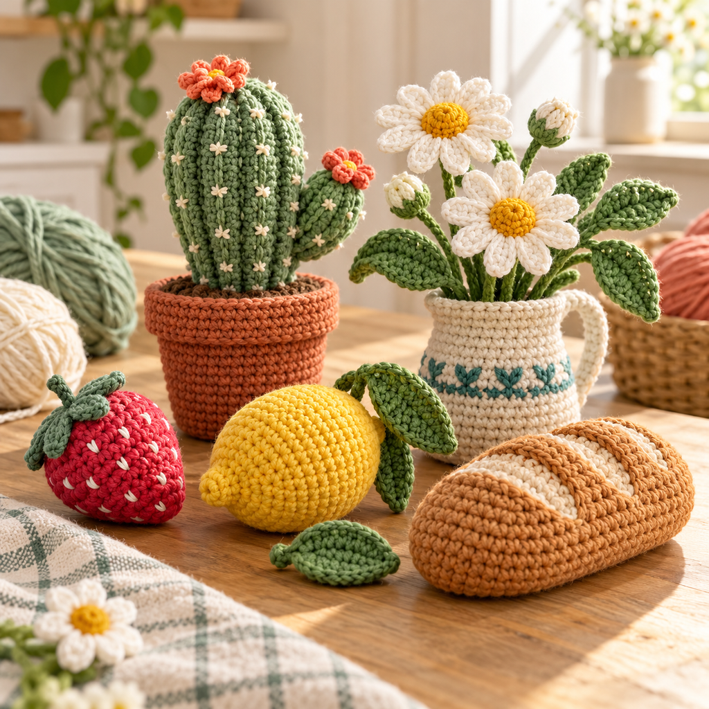 UseYourNeedle flowers, plants and food patterns — illustrative cover artwork.