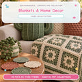 UseYourNeedle Blankets & Home Decor crochet PDF cover; 45 PDF patterns; fluffy colorful artwork