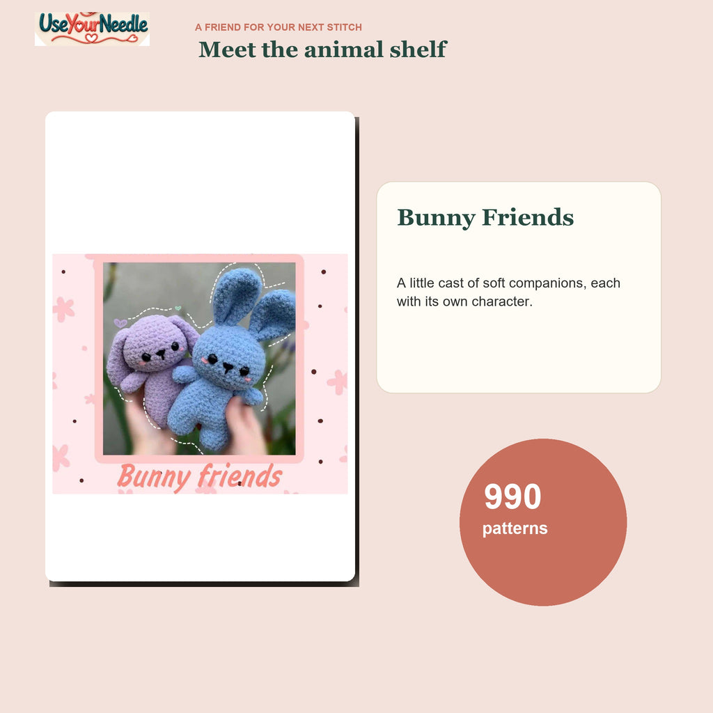 Amigurumi & Animals — Bunny Friends pattern preview; 990 patterns