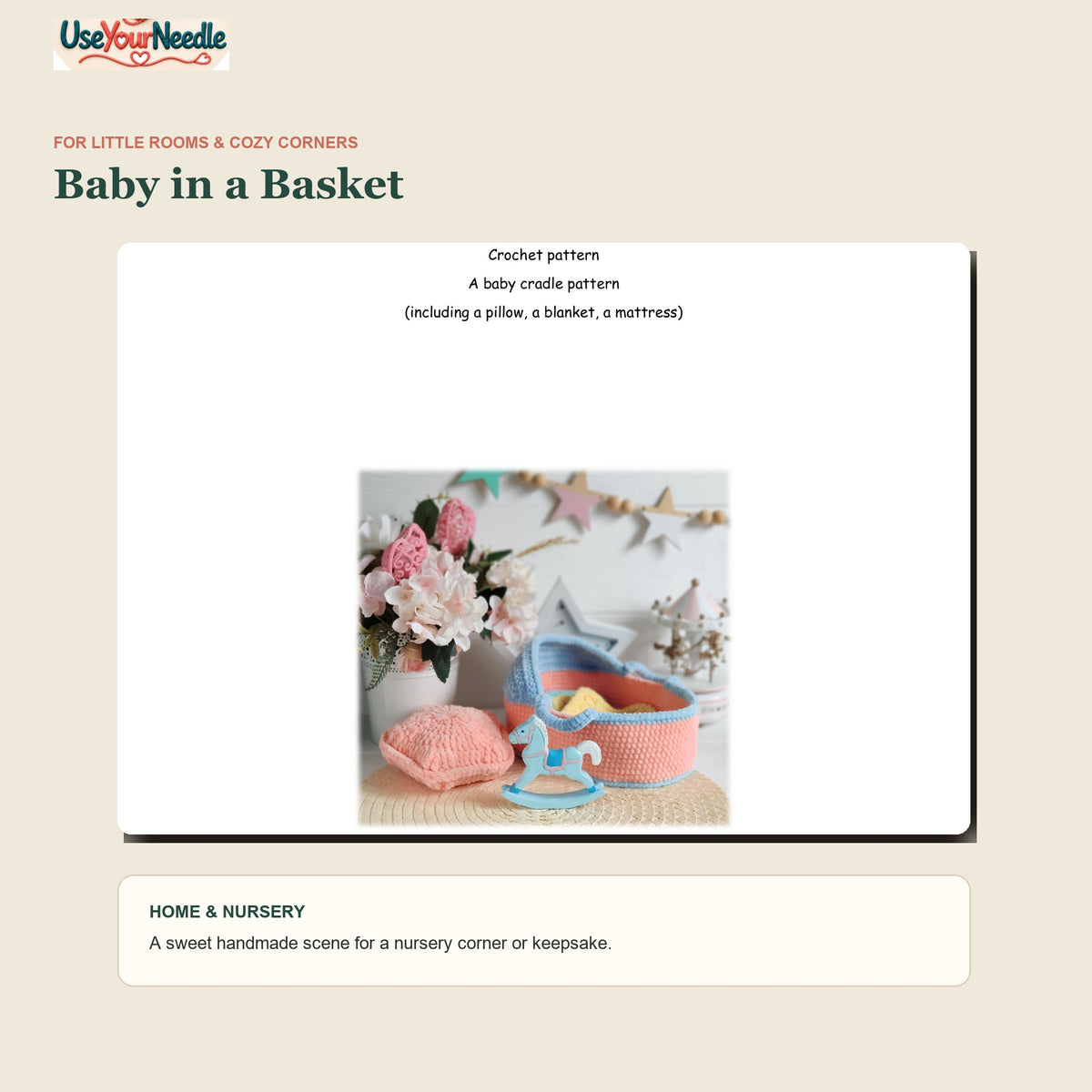 Home & Nursery — Baby in a Basket pattern preview