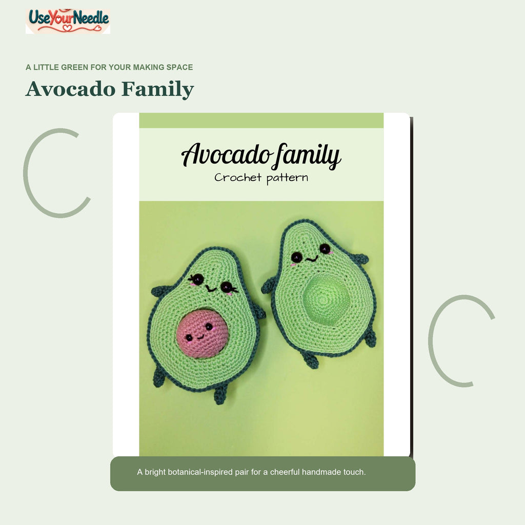 Plants, Flowers & Food — Avocado Family crochet pattern preview