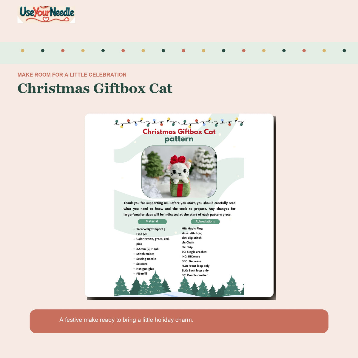Seasonal & Celebration — Christmas Giftbox Cat pattern preview