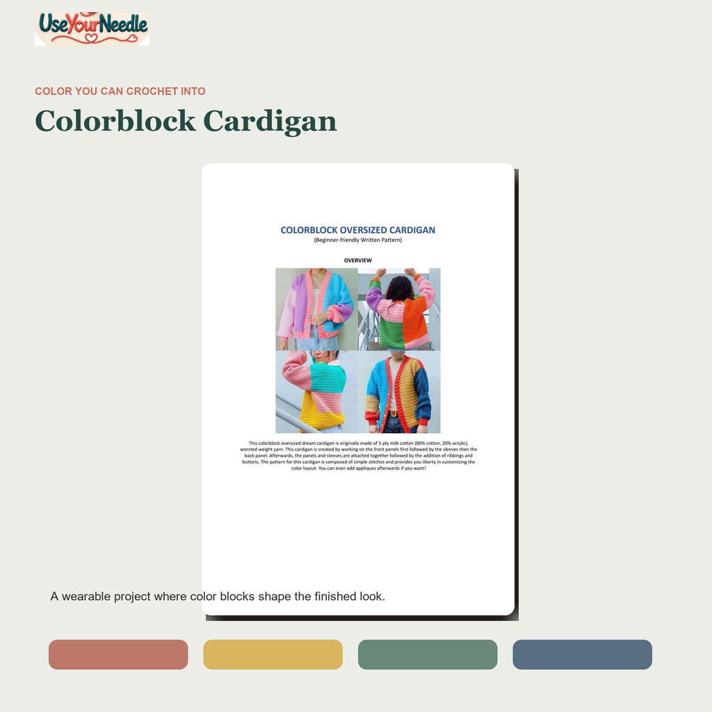 Wearables — Colorblock Cardigan crochet pattern preview