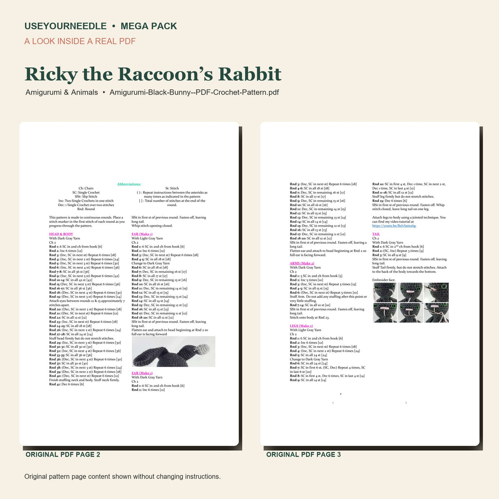 Genuine two-page preview from Amigurumi & Animals PDF pattern
