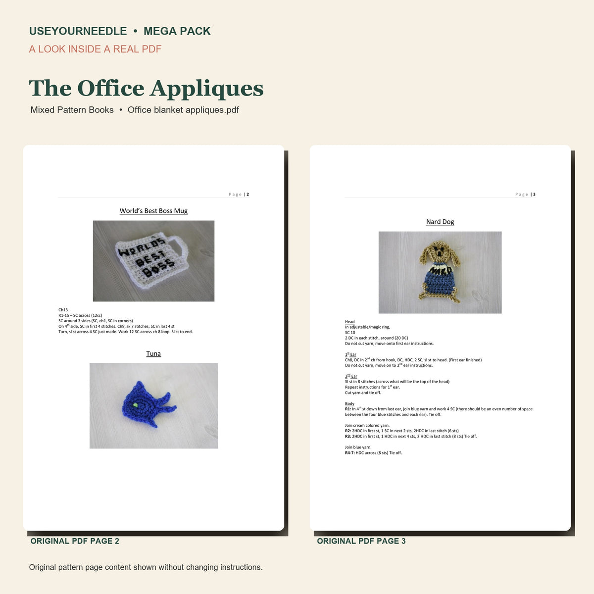 Genuine two-page preview from Office blanket appliques PDF