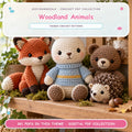 UseYourNeedle Woodland Animals crochet PDF cover; 381 PDF patterns; fluffy colorful artwork