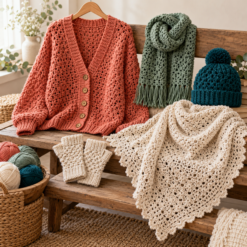 UseYourNeedle wearable crochet patterns — illustrative cover artwork.